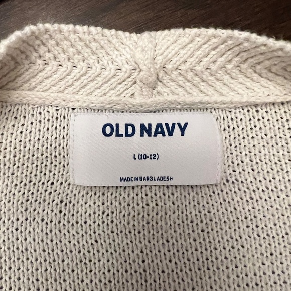 Girl's Fringe Hem Open Front Cream Sweater, Size Large 10/12 - Picture 8 of 9